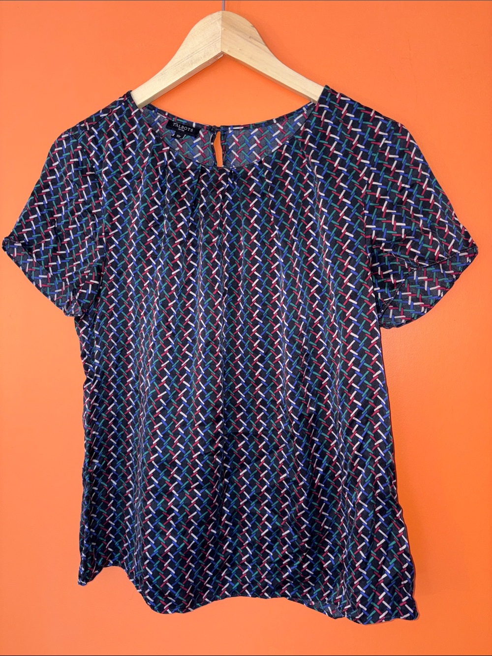 Talbots 100% Silk Short Sleeve Office Casual Blouse Shirt Woman’s Size 10P
